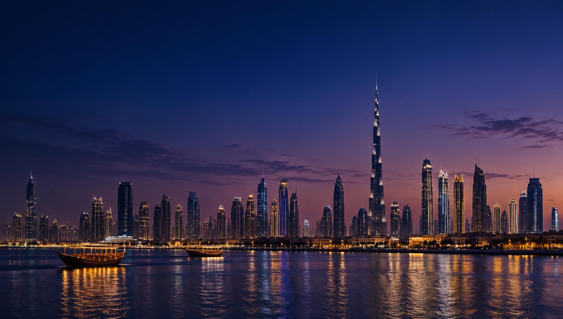 Dubai skyline at dusk